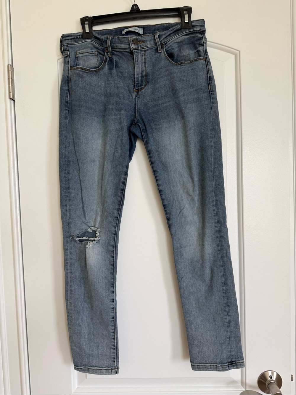 Banana Republic Light Blue Skinny Jeans with Knee Distress